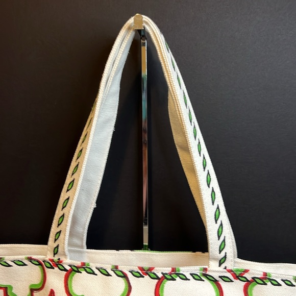 ❤️ Brighton NEW Beige Red Green Love & Joy Canvas Tote ❤️ - Picture 4 of 9